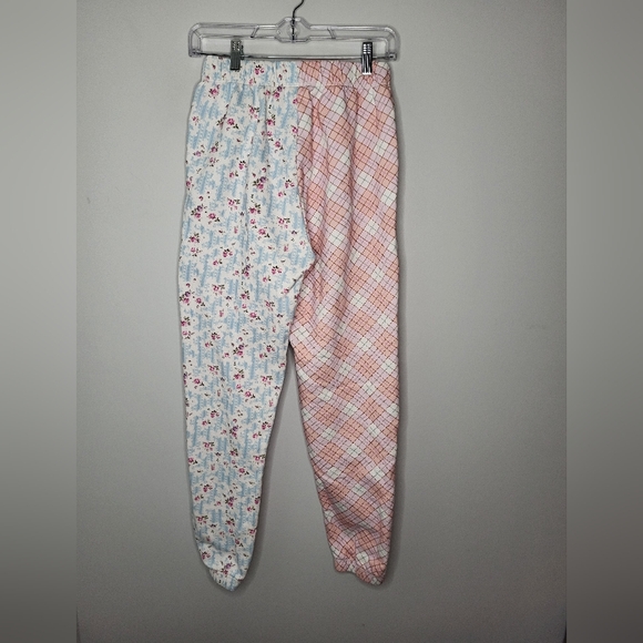 Teddy Fresh Women's Size S Multicolor Floral/Gingham Patchwork Pants Joggers - Picture 2 of 12